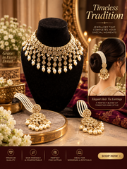 Royal Pearl Cascade Bridal Necklace Set